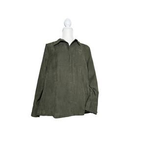 baby & me olive green snap button shirt Blouse Textured Long Sleeve tunic sz M